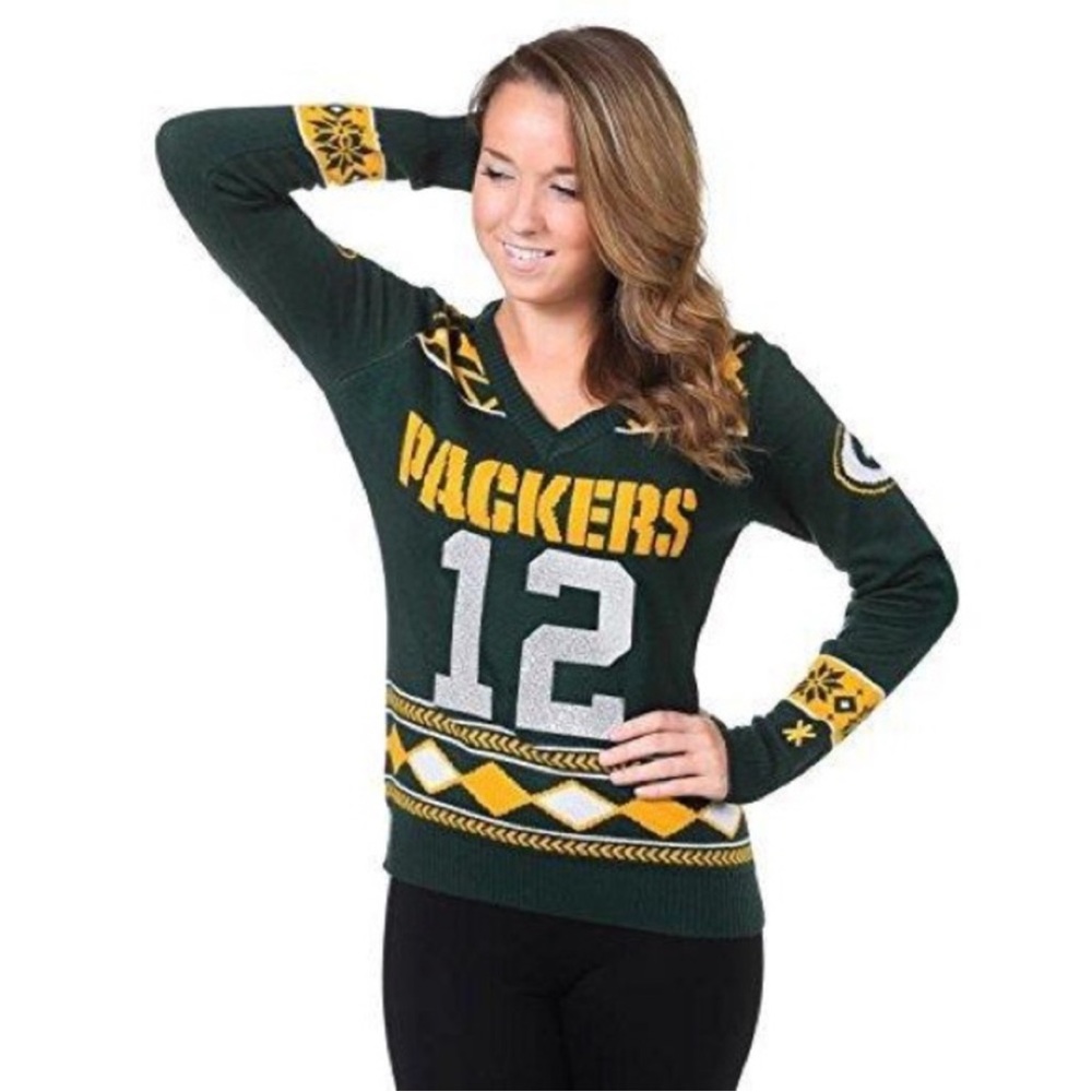 Green Bay Packers Aaron Rodgers #12 V-Neck Sweater